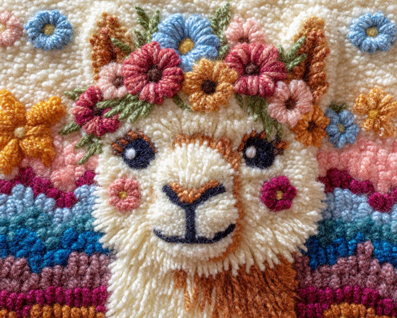 AMBATTERY Latch Hook Kits Carpet Colorful Alpacas 60x40cm
