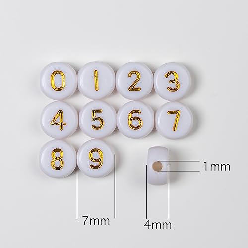 Miniatura 3 de Melius Kit de 1950 cuentas acrílicas doradas (1450 cuentas de letras doradas y 500 cuentas de números dorados)