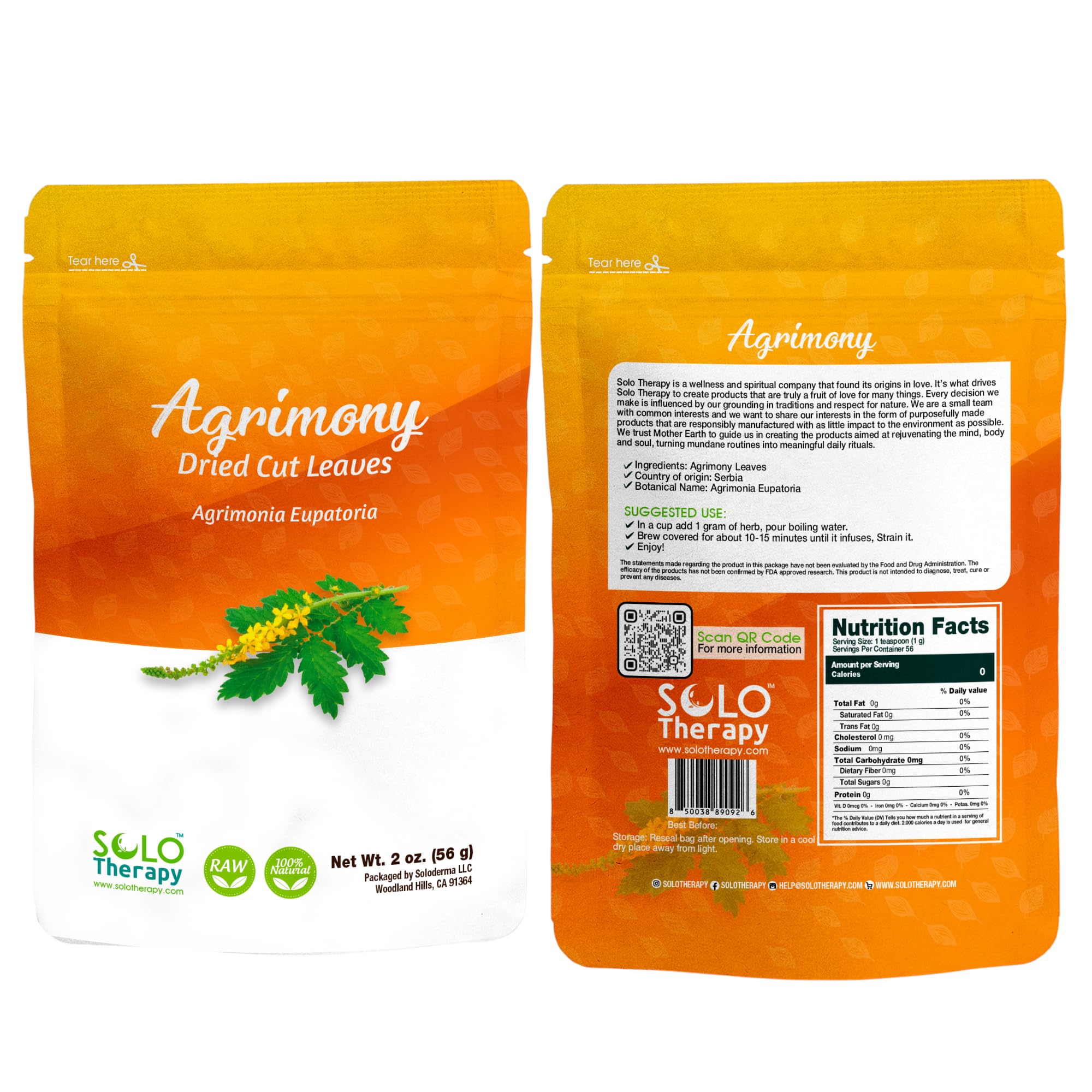 Agrimony Herb Cut and Sifted - 56 grams - Tea - Witchcraft - Herbal Tea - Resealable Bag - 56 grams - Premium Quality (Agrimony Herb)