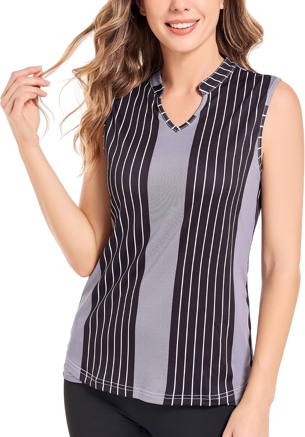 SECOOD Sleeveless Golf Polo Shirts for Women V Neck Tennis Tank Top Lightweight Quick Dry