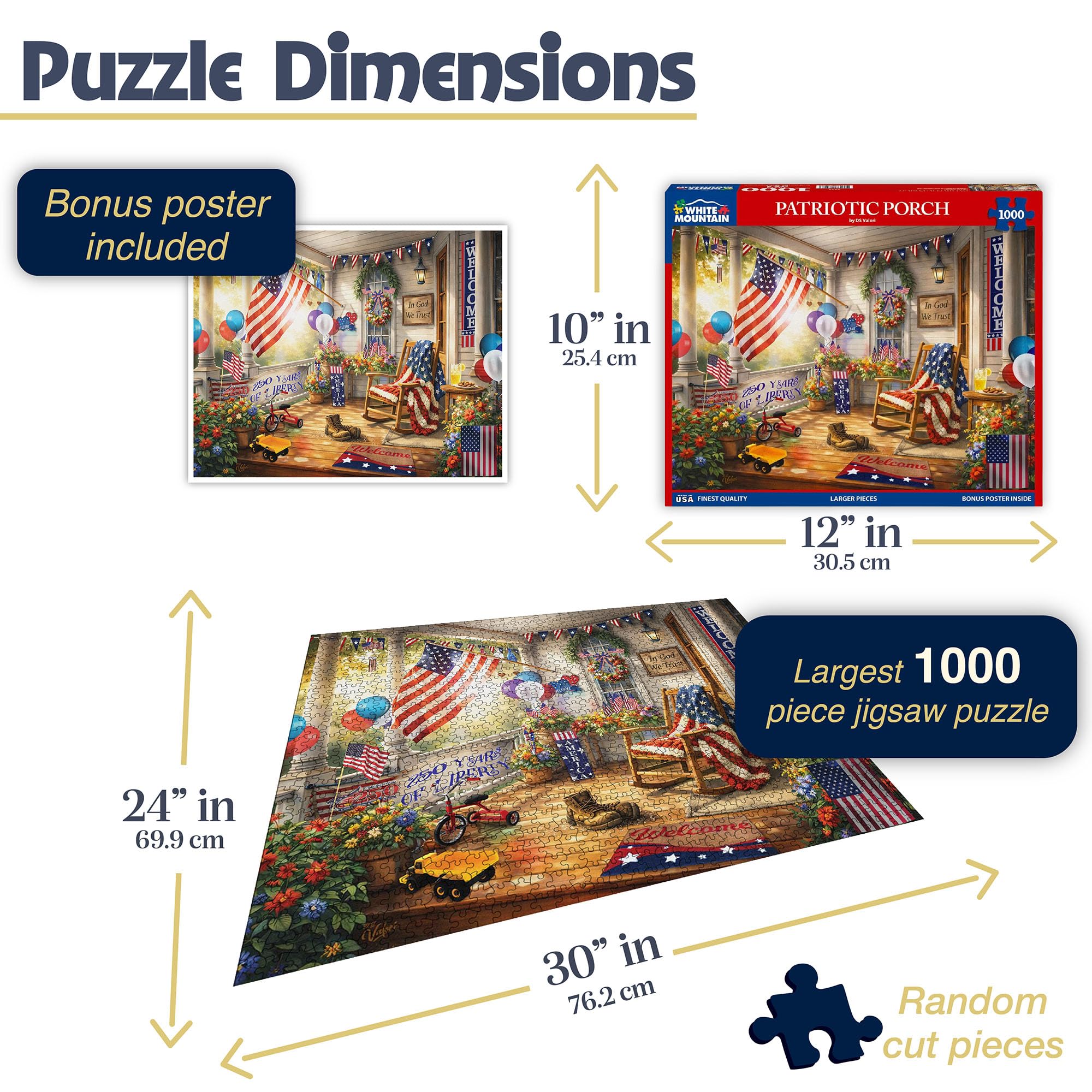 White Mountain 1000 Piece Patriotic Porch Puzzle -2