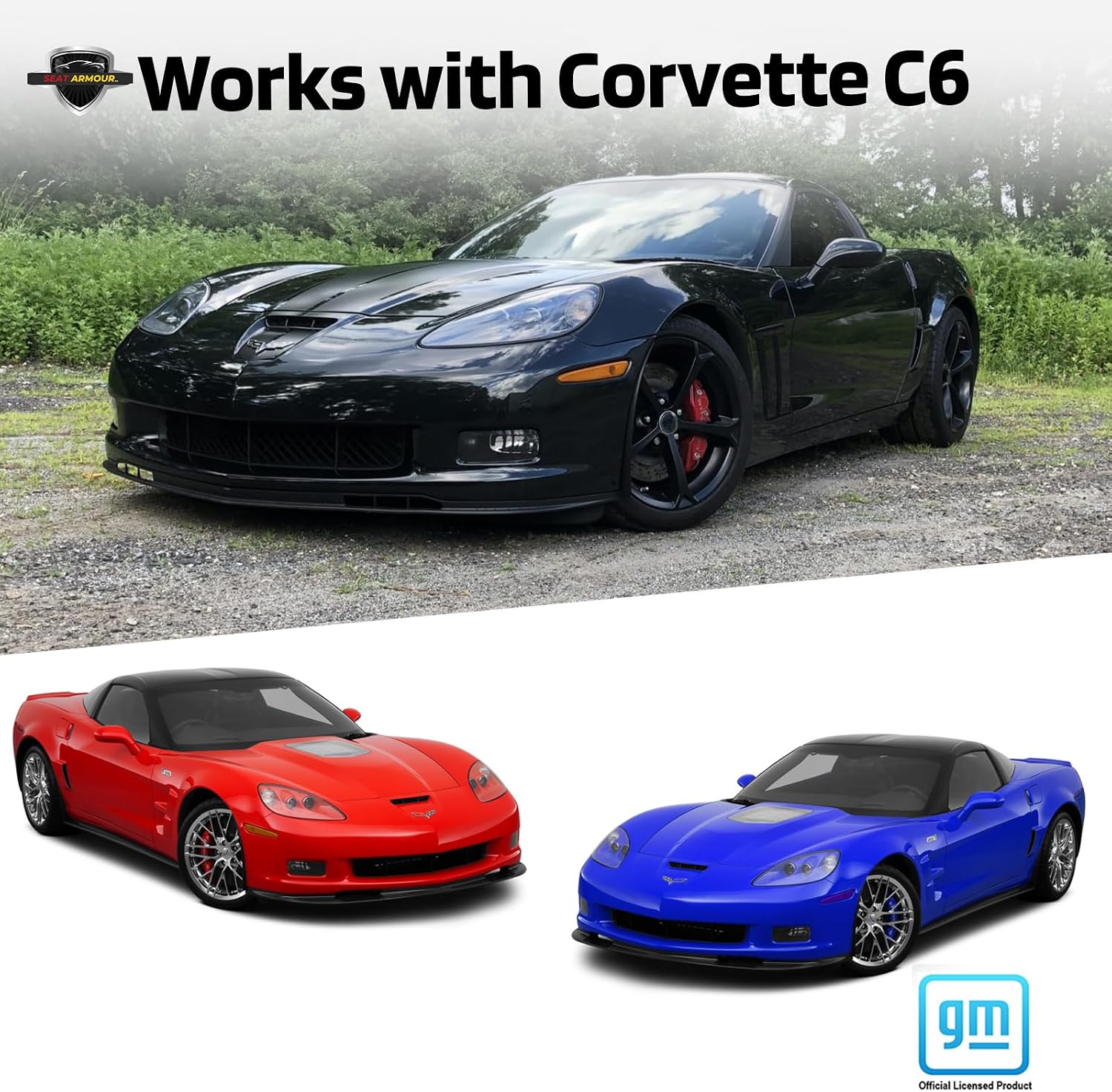 Seat Armour Corvette C6 Black Seat Cover Towel2GO - Universal Fit Soft Machine Washable - Easy Install, Multipurpose Seat Cover