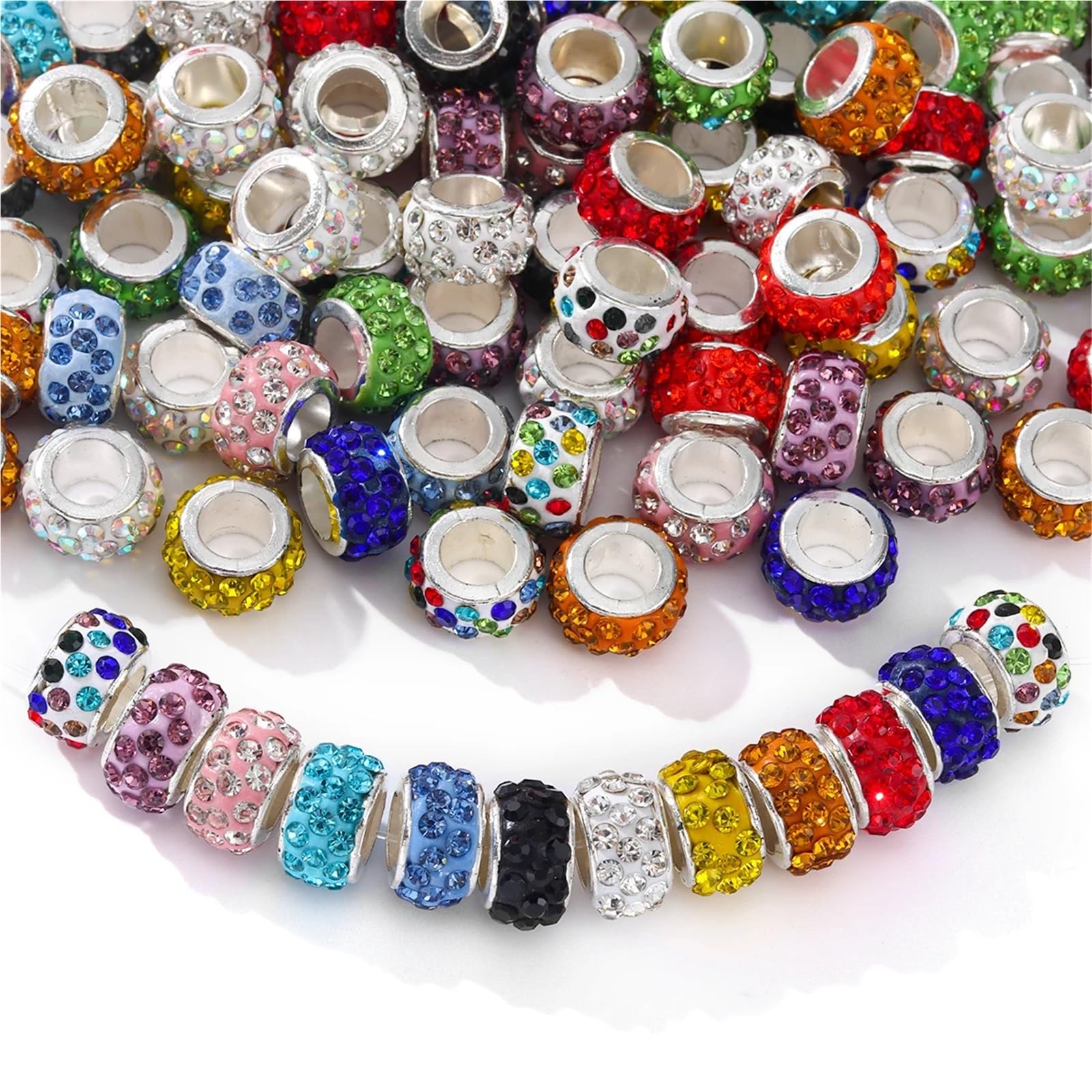 Nity z kryształu górskiego 150 szt. Rhinestone kolorowy sztuczny kryształ koraliki z dużymi otworami do tworzenia biżuterii DIY bransoletka naszyjnik Charms rękodzieło