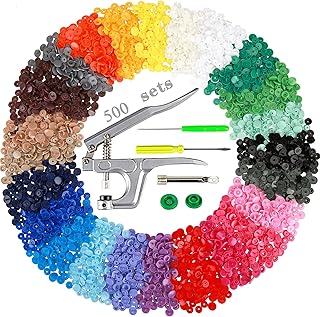 Efivs Arts Snaps for Sewing, 500 Sets Snap Buttons with Plastic Snap Press Pliers Set Snaps Starter Kit for Sewing and Crafting Gift Christmas DIY Crafts (25 Colors)