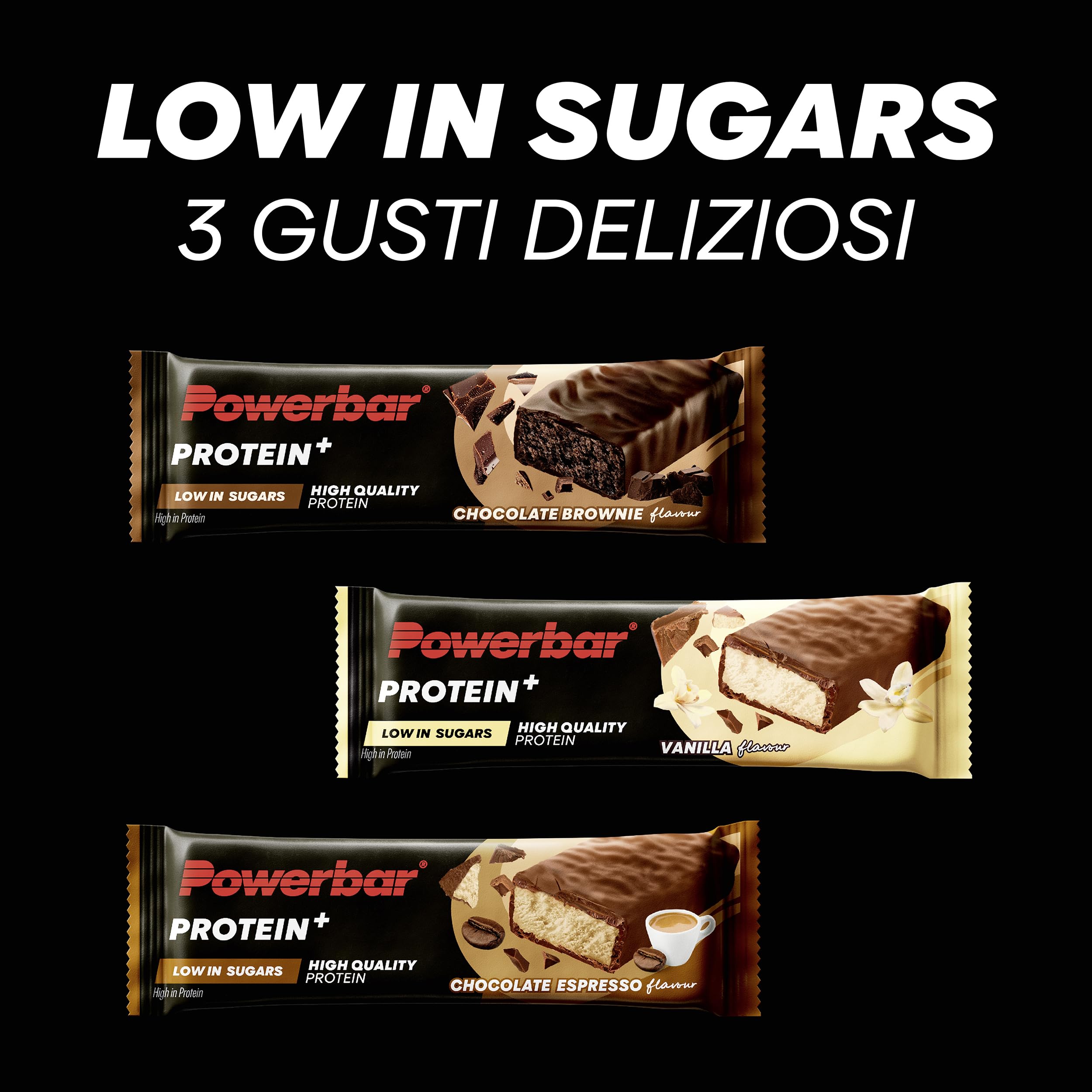 Powerbar - Protein Plus - Low Sugar - Vanilla - 30x35g - Barretta con solo 107 calorie - Barretta fitness con fibre