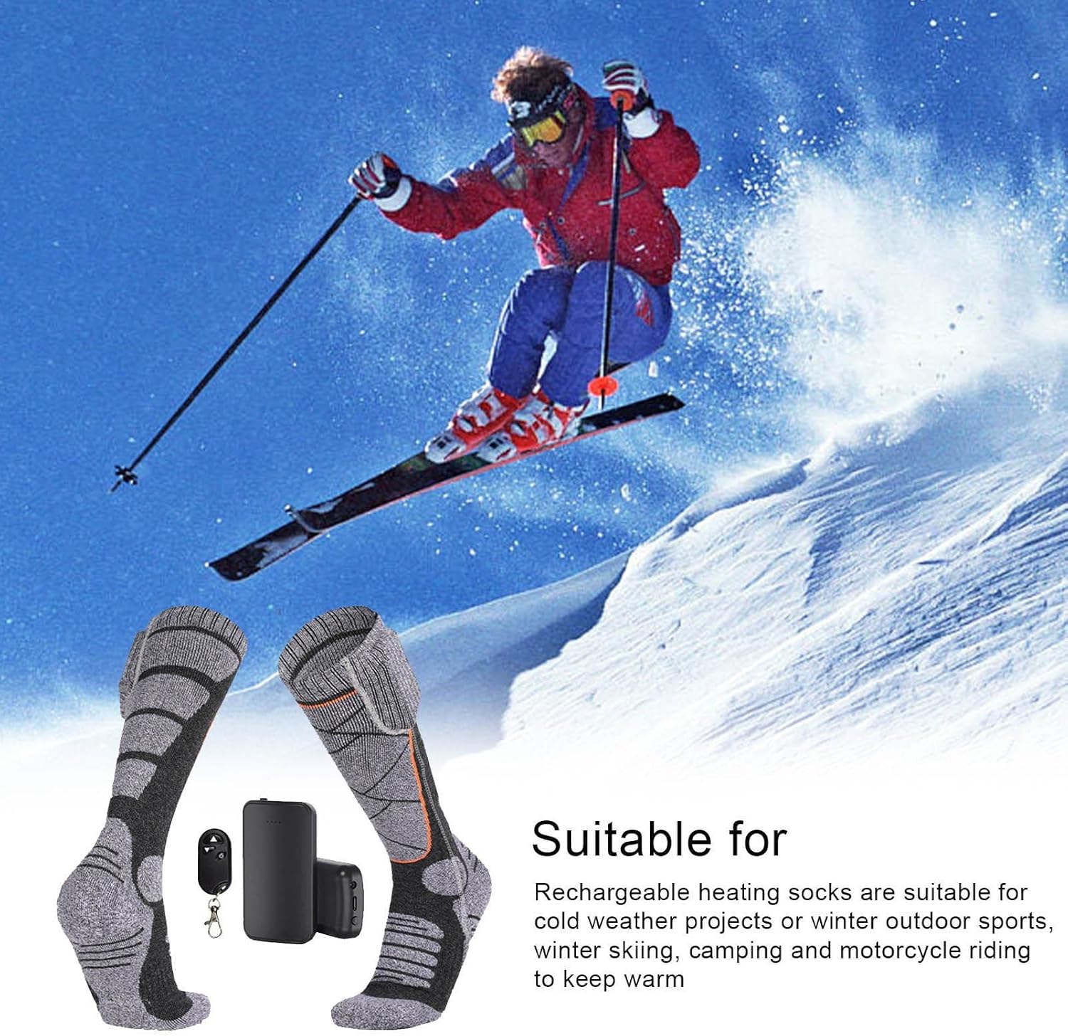 Electric Socks - Electric Thermal Warming Socks 4000mAh - 3-Level Temperature Control Foot Warmer Winter Gear for Outdoor Activities Fishing Camping Hunting Walking Hiking Cycling Skiing Work