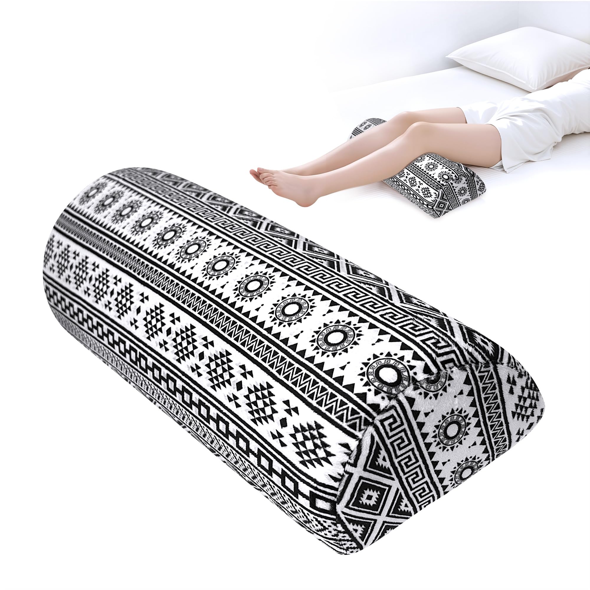 wxmbdzq Knee Pillow for Back Sleeping – Half Moon Bolster Pillow for Under Knee While Sleeping Support, Leg & Back Pain Relief (21.5x9x5 Inches)