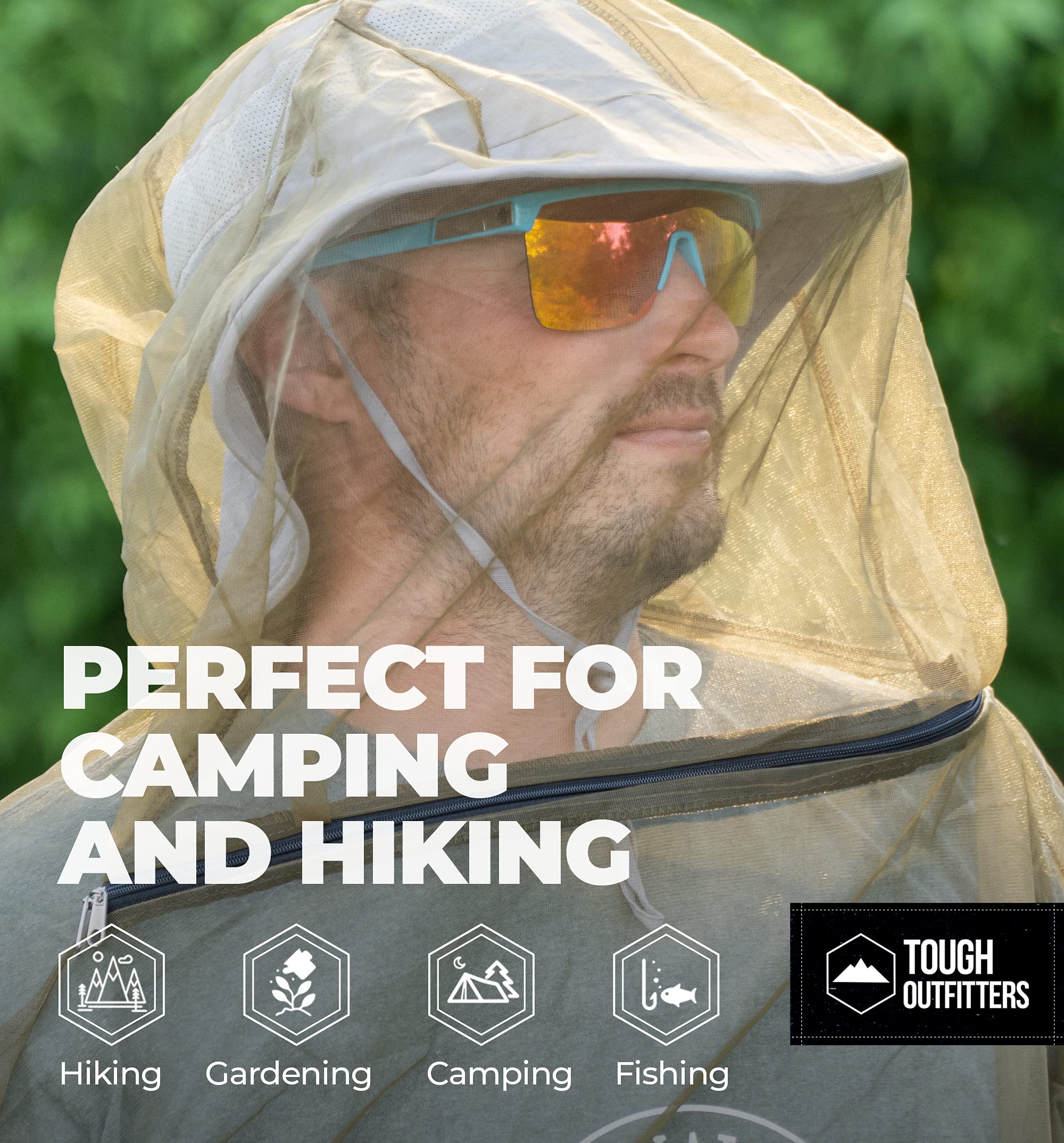 Mosquito Suit Net Bug Pants & Jacket w/ Hood Mesh Bug Suit for