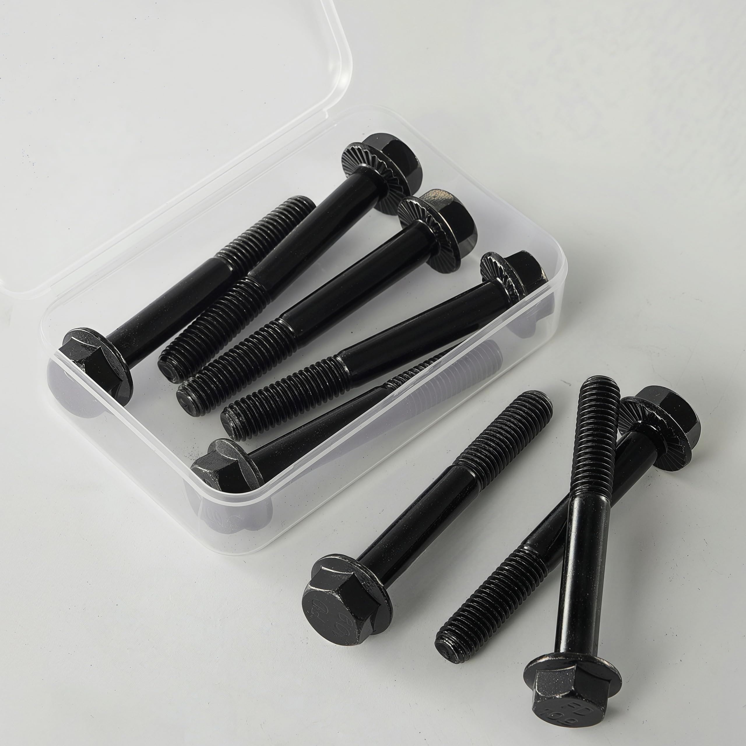Viti M8 x 80 mm M8-1,25 10.9 in acciaio al carbonio DIN 6921, esagonali con flangia, ossido nero, filettatura parziale, 6 pezzi