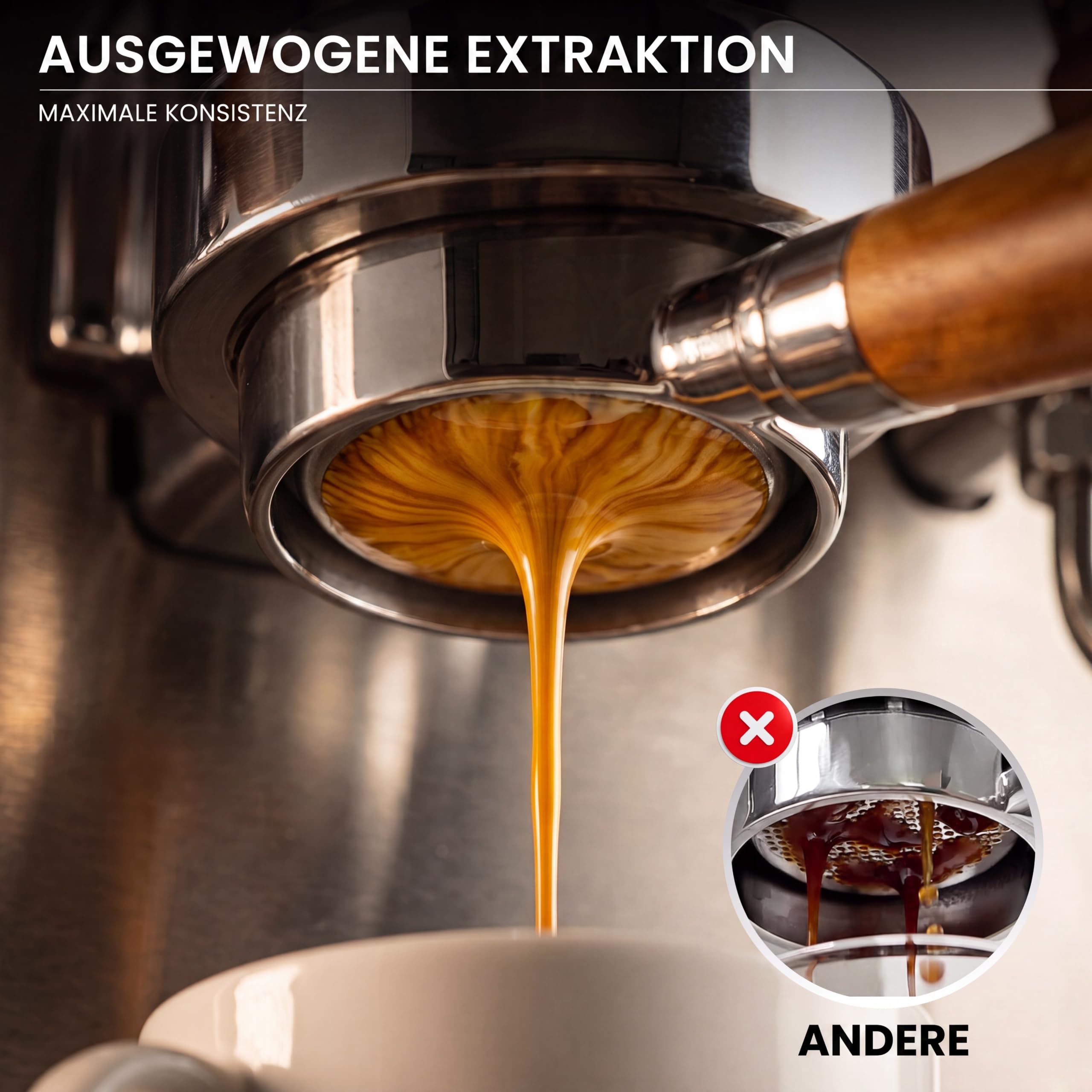 Siebträger ohne Boden, 51 mm, 3,8 mm, feines Ohr, kompatibel mit De'Longhi EM450.M, ECP, Power Espresso 20, 2 Filter, Verteilerfilter und Dosiertrichter (kompatibel mit EM450 / ECP (3,8 mm))