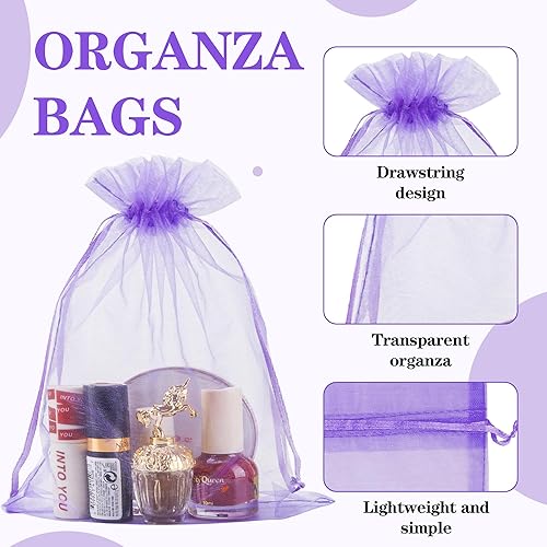 Miniatura 24 de YunKo 50 bolsas de organza de 6 x 9 pulgadas con cordón para regalo, joyería de malla, bolsa de protección de frutas, bolsa de organza transparente