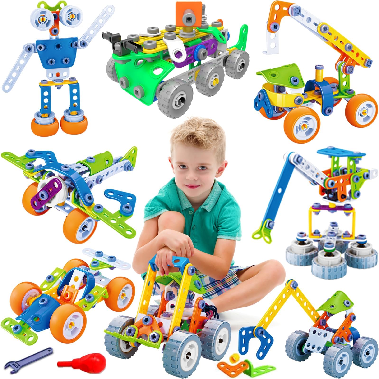 MOONTOY 175 Pieces STEM Toys Kit Building Toy for Kids Building Blocks
