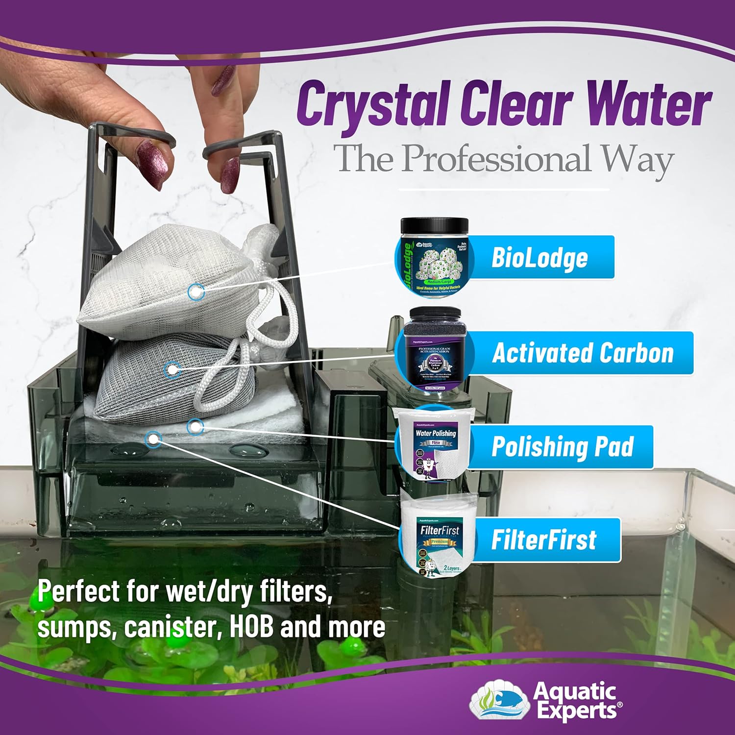 Aquatic Experts Aquarium Polishing Filter Pad, Aquarium Filter Pad, Aquarium Filter Floss for Fish Tank Filters, Water Polishing Pad for Aquarium Filters (100 Micron, 24" x 36" - 1 Pack) : Pet Supplies