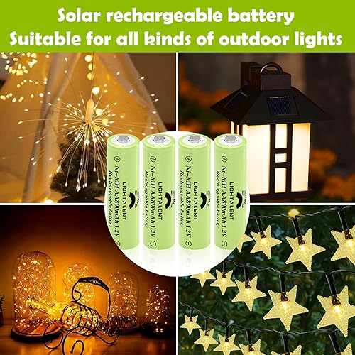 Miniatura 2 de Lightalent Ni-MH - Baterías recargables AA, doble A de alta capacidad, 1.2 V, precargadas para paisajismo de jardín, luces solares al aire libre,