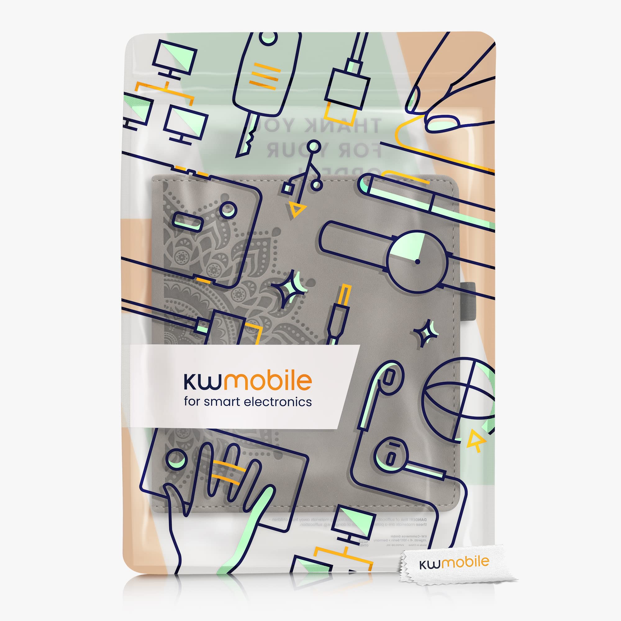 kwmobile Custodia eReader Compatibile con Amazon Kindle Oasis 10. Generation Cover - Cover eBook Pelle PU con Stand Cinturino Porta Carte Sole