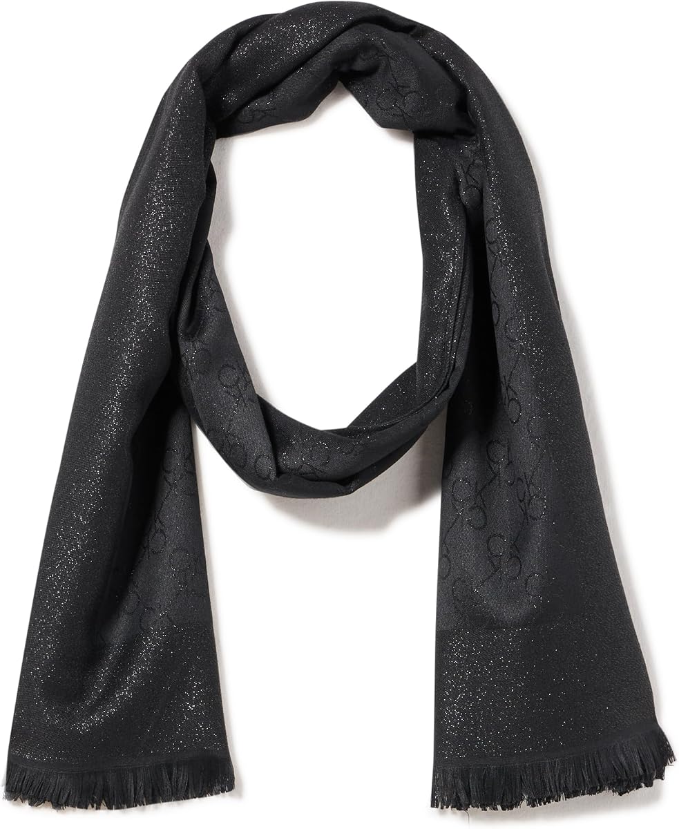 Metallic Logo Scarf With Eyelash Fringe