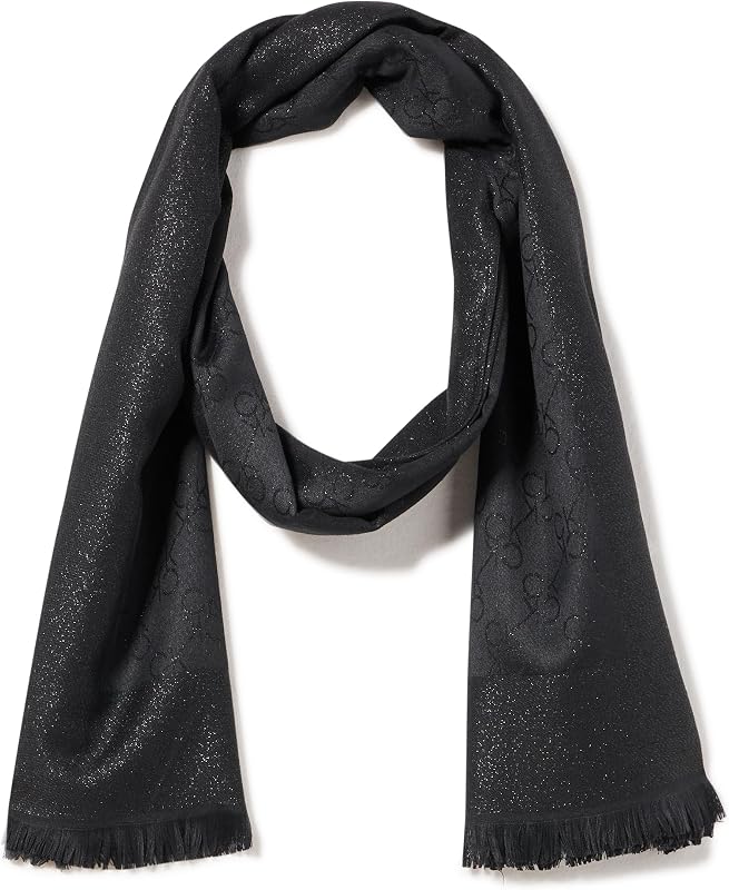 Metallic Logo Scarf With Eyelash Fringe