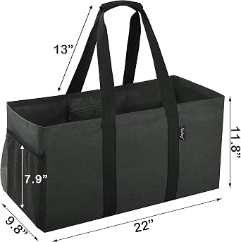 Finnhomy 42L Extra Large Utility Tote Bag, Oxford Fabric Reusable Folding Grocery Bags with Handles and Pockets, 2 Pack