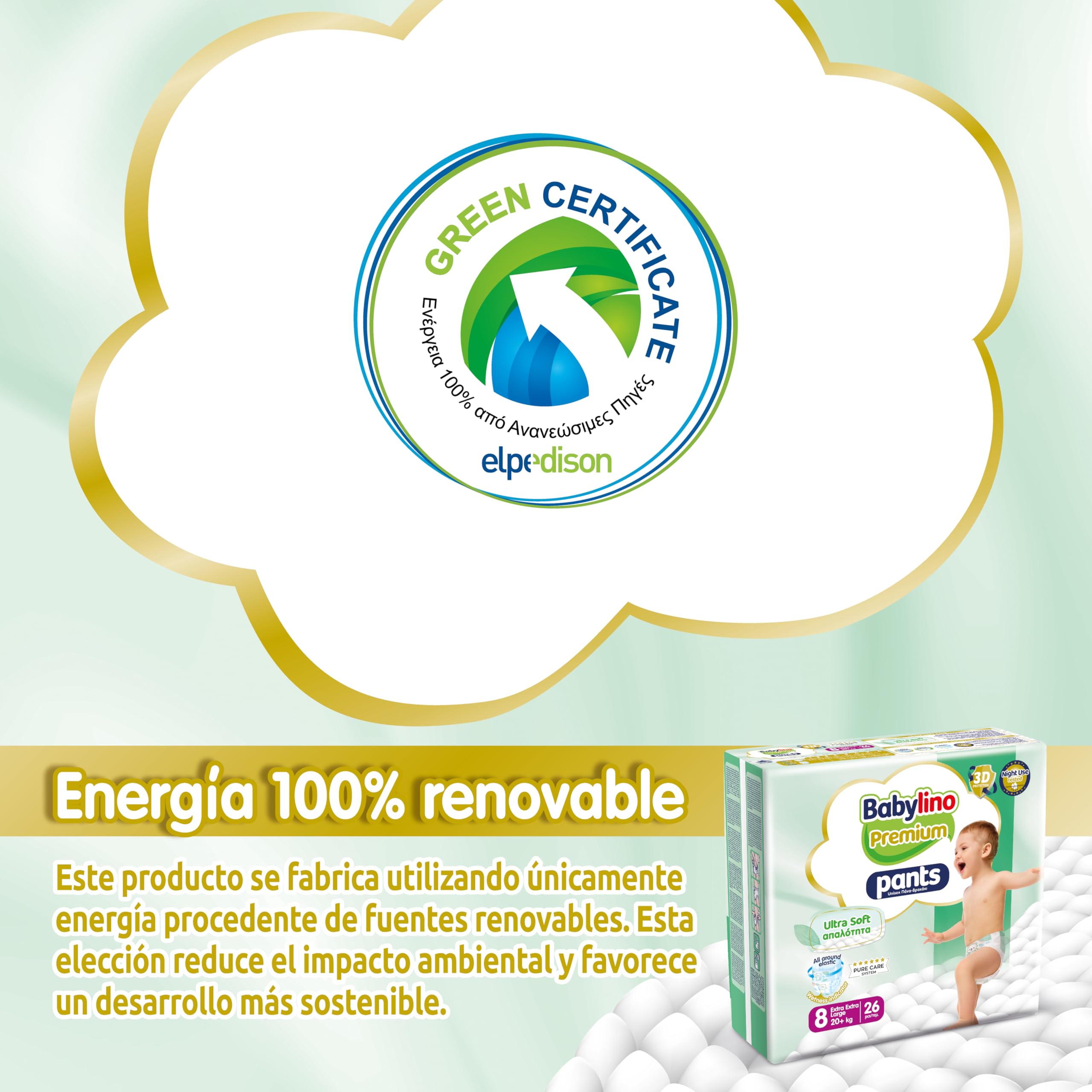 Babylino Premium Pants, Pañal Braguita Talla 8 con filtro Ultra Soft, XXL (20 + kg), 104 unidades