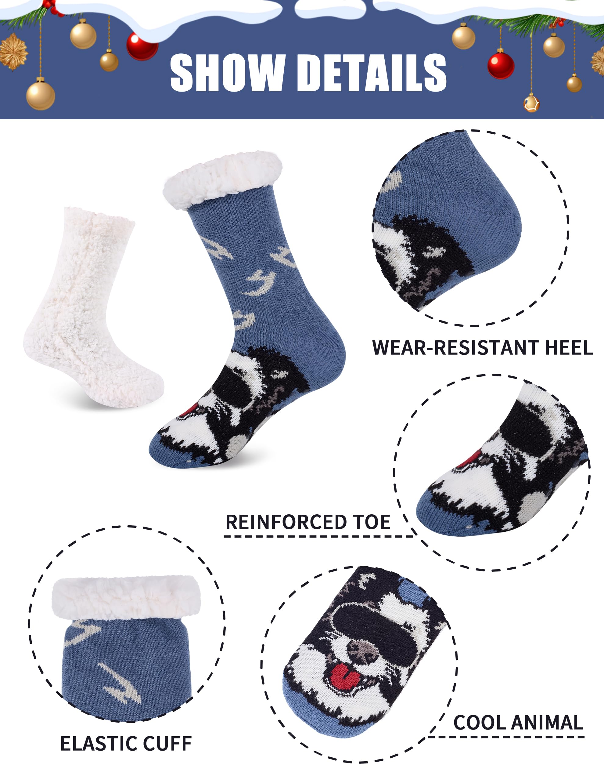 Calcetines Hombre Navidad Térmicos Antideslizantes Gordos Calentitos Invierno Pantuflas Andar por Casa Caja de regalo