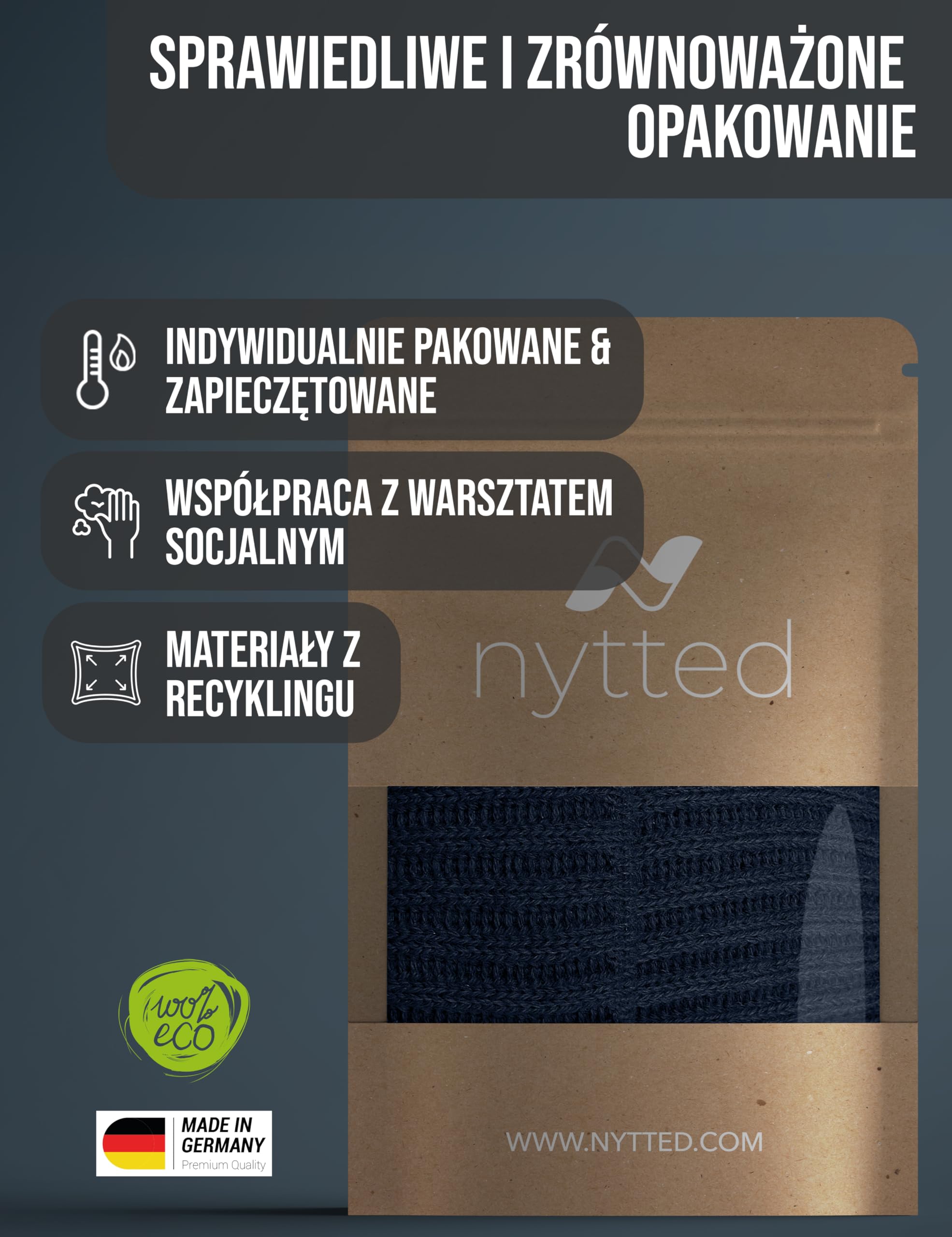 NYTTED® Czapka z merynosów, wyprodukowana w Niemczech, 100% najdelikatniejsza wełna z merynosów, czapka wełniana na jesień i zimę