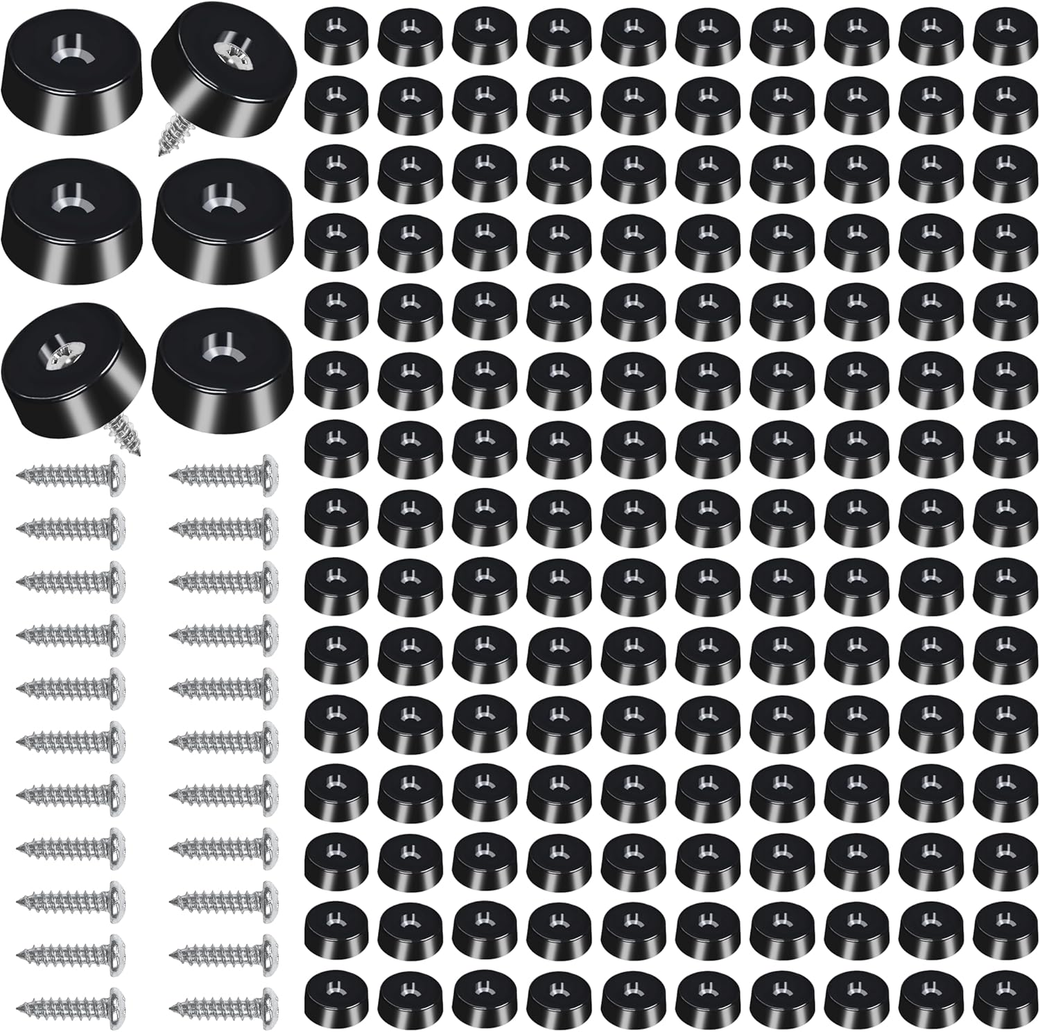 200Pcs Rubber Feet for Cutting Board, Black Cutting Board Feet Non Slip with 304 Stainless Steel Screws, Small Furniture Bumpers for Kitchen Boards, Electronics, Cabinets
