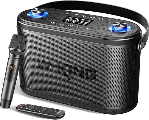 W-KING Altavoces Bluetooth de pico de 240 W, graves enormes ruidosos, 2.1 canales de 3 víasagudos ajustables para bajospuerto de guitarramicrófono