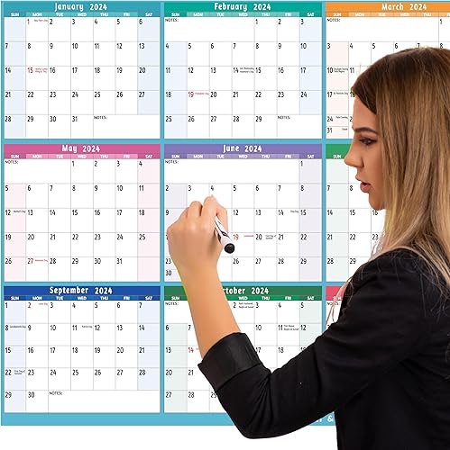 Miniatura 7 de Calendario anual de pared 2024  Calendario anual grande 2024, enero 2024  diciembre 2024, 25.2 x 38.2 pulgadas (abierto), calendario 2024,