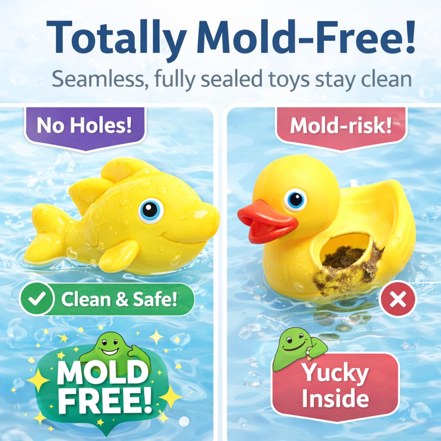 Magnetic Toddler Bath Toys - Kids Fishing Pool Game Set of 2 Fishing Poles, 8 Rubber Sea Animals, & Net - Water Toys with Mesh Organizer Bag