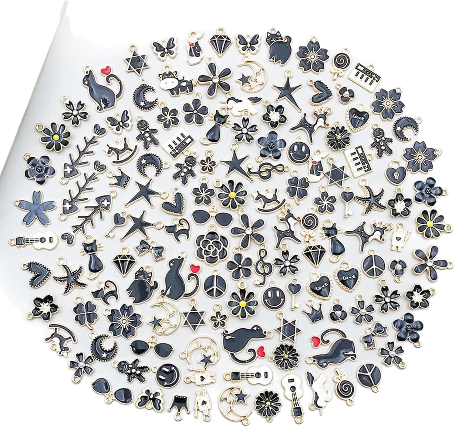 YouLuo 100Pcs Bracelet Charms for Jewelry Making Wholesale Bulk Jewelry Making Bracelets Charm Gold Plated Enamel Charms Pendants for Bracelet Necklace