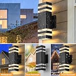 4-Pack Outdoor Wall Light, Up and Down Modern Exterior Lighting Fixtures, Black Waterproof Outdoor Lights Wall Mount Aluminum Porch Light for Patio Entryways Garage