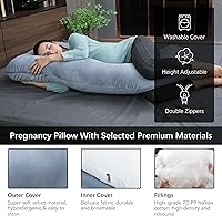 Vista 3 de MOON PARK Pregnancy Pillows for Sleeping - 57 Inch U Shaped Full Body Maternity Pillow with Removable Cover - Support for Back, Legs, Belly, HIPS