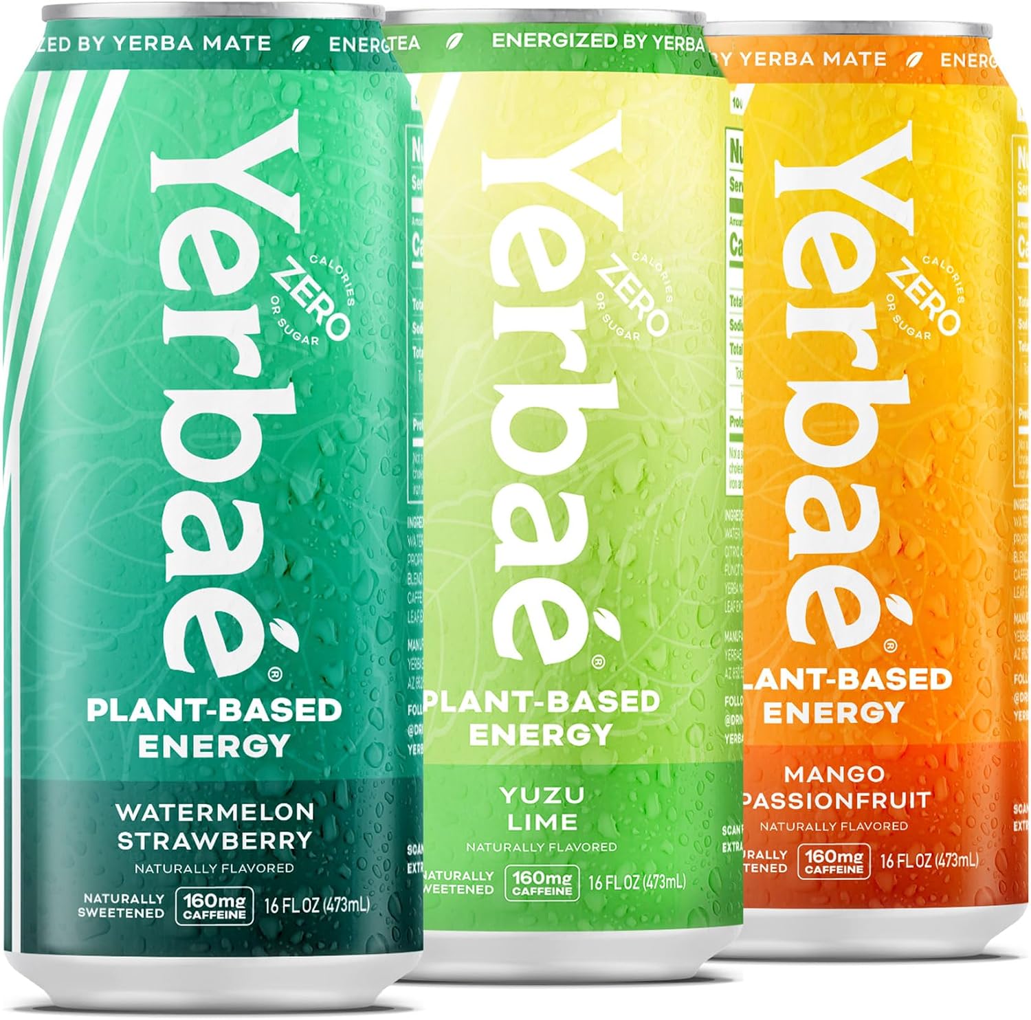 Yerbae Energy Beverage - Variety Flex Pack, 0 Sugar, 0 Calories, 0 Carbs, Energized by Yerba Mate, Plant-Based, Healthy Alternative to Sugary Energy Drinks, 16oz cans 12 Pack