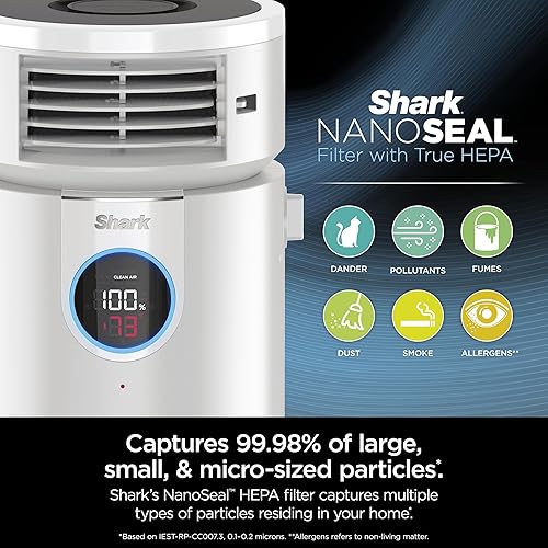 Miniatura 4 de Shark Purificador de aire 3 en 1, calentador y ventilador, filtro HEPA, 500 pies cuadrados, oscilante, captura el 99.98% de las partículas para aire