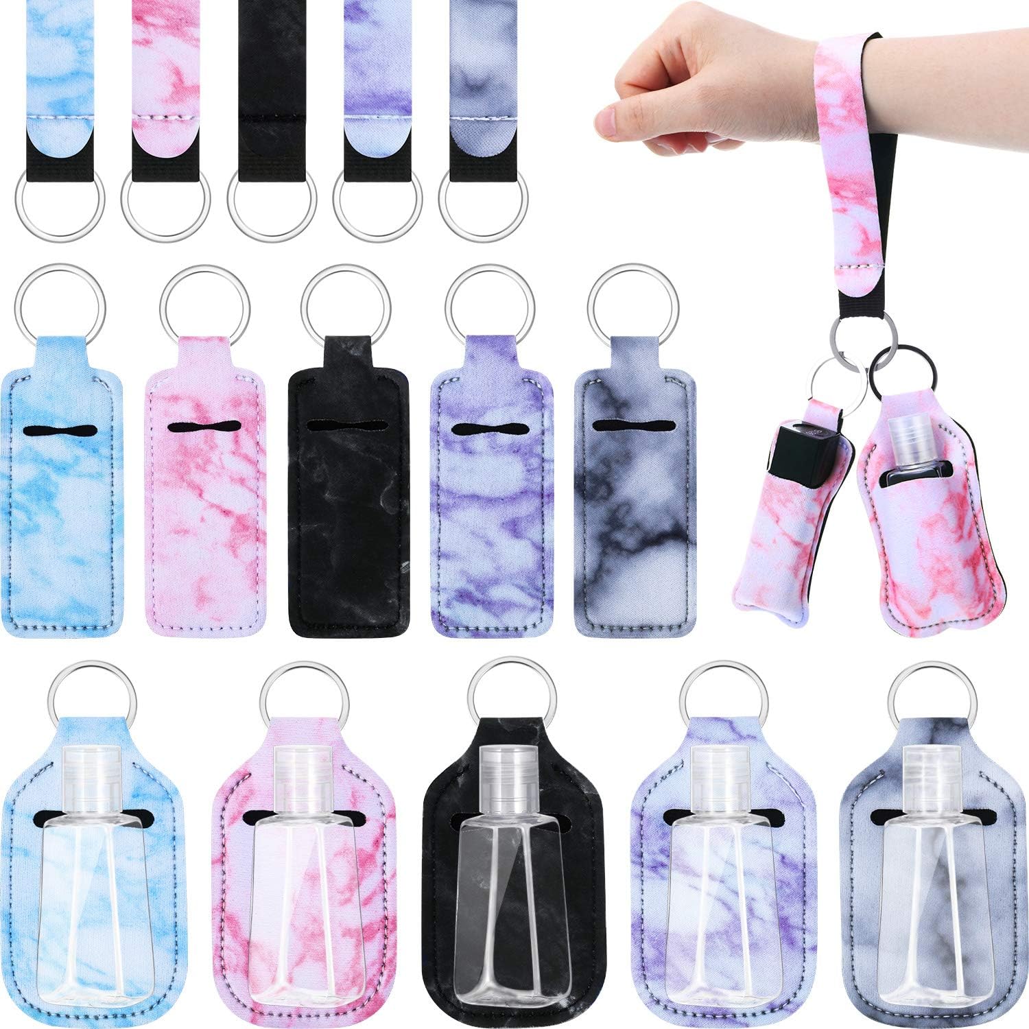 Patelai 20 Pieces Travel Bottle Keychain Holders Set, 5