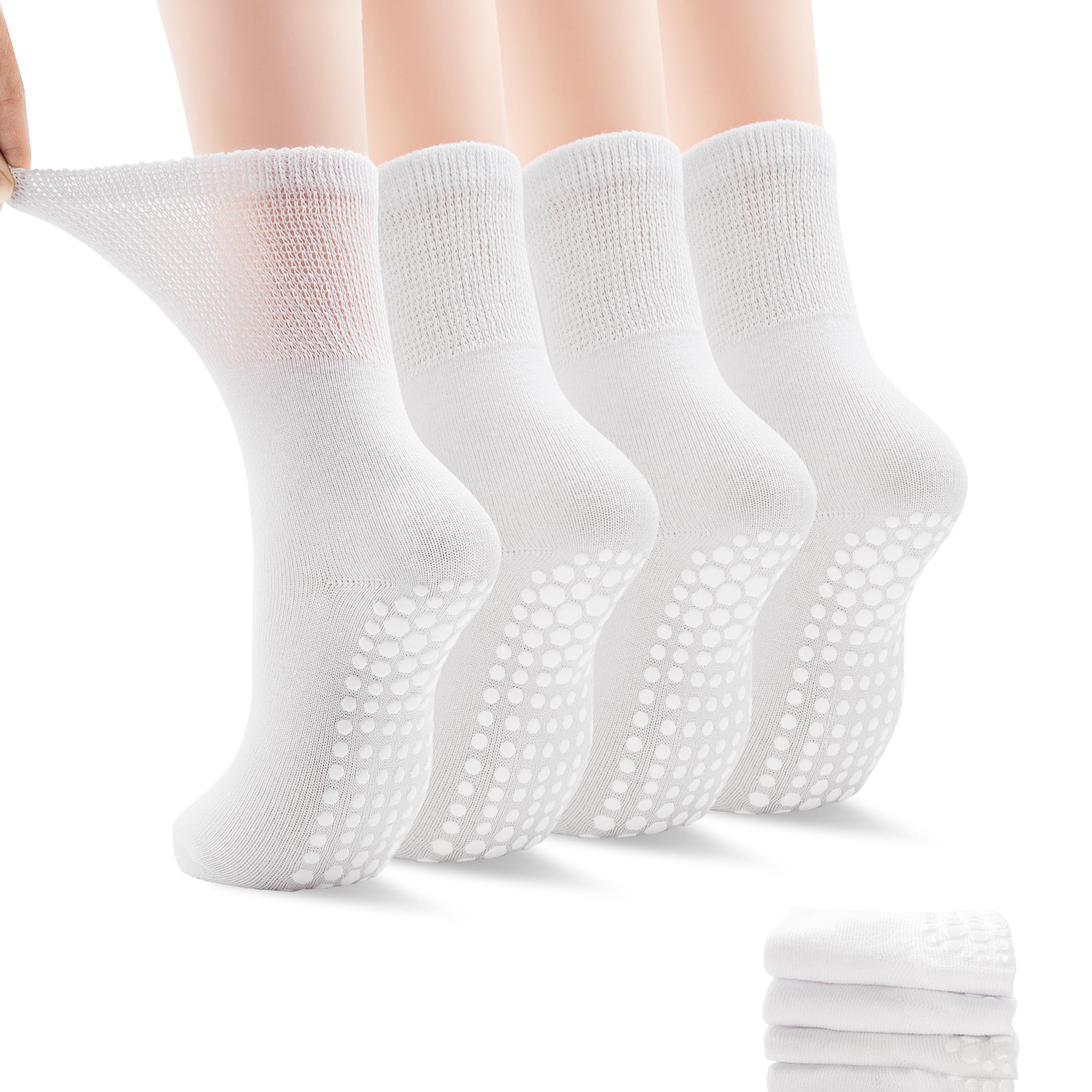 ELUTONG Damen Antirutsch Yoga Socken, 4 Paar Atmungsaktive Rutschfeste Pilates Socken with Super Stretch Manschette für Yoga, Pilates, Ballett, Tanz, Trampolin EU 35-39