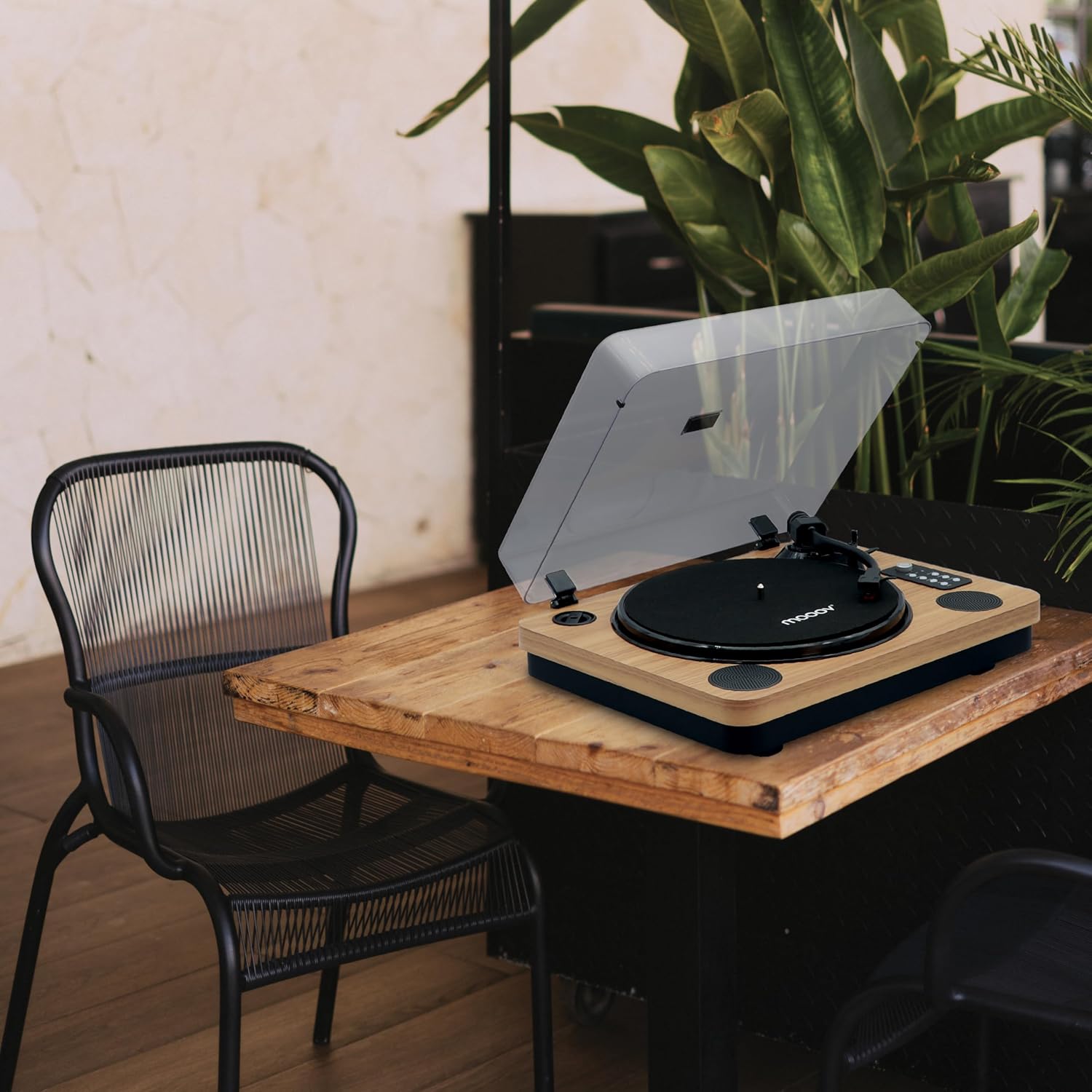 Turntable playing a vinyl record