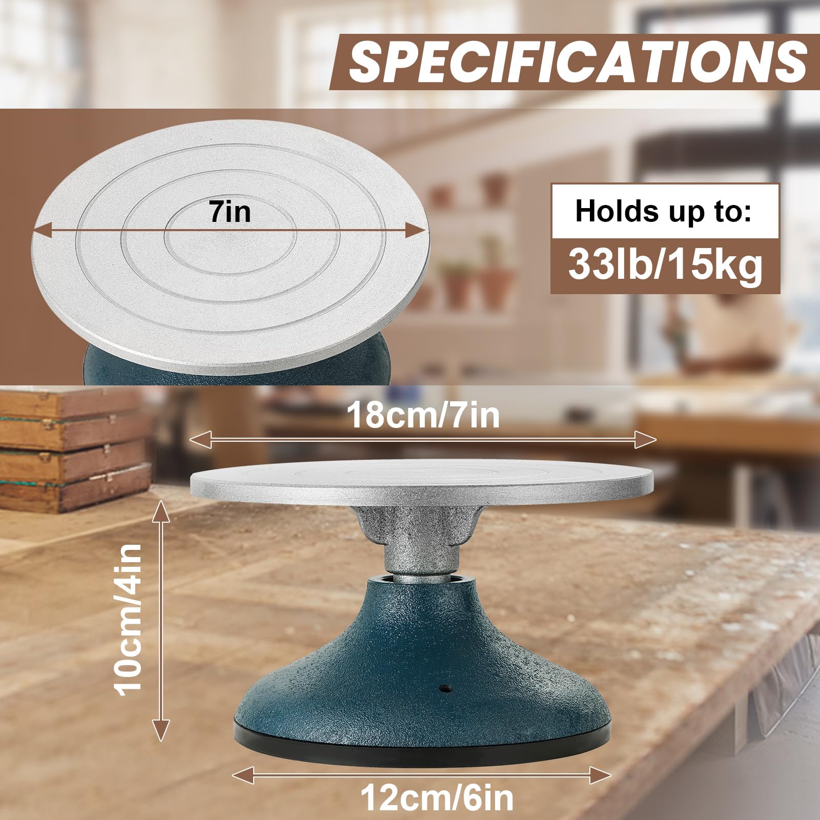 DASBET 18 cm große Töpferscheibe, Drehteller, Töpferei, Modellierrad