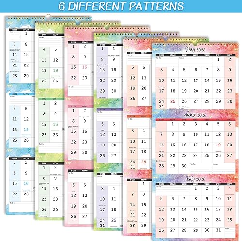 Miniatura 6 de Calendario 2026  Calendario de pared 2026 con pantalla de 3 meses (plegado en un mes), enero de 2026 a diciembre de 2026, 11 x 26 pulgadas,