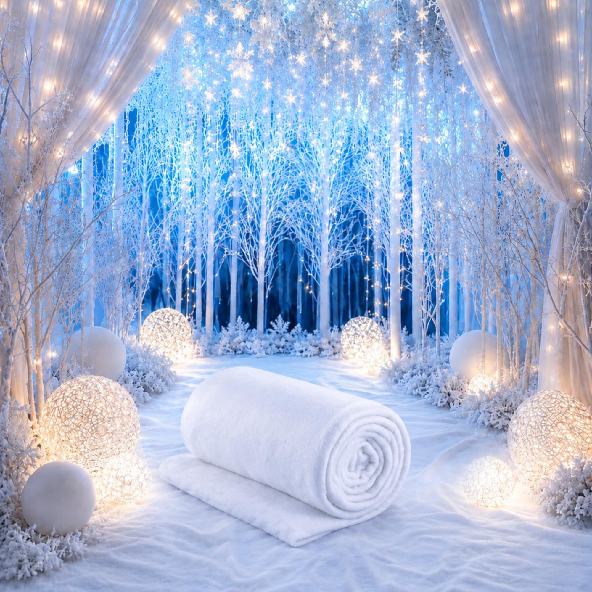 Tondiamo 2 Pcs 5 x 10 ft Large Christmas Fake Snow Blanket Roll for Village