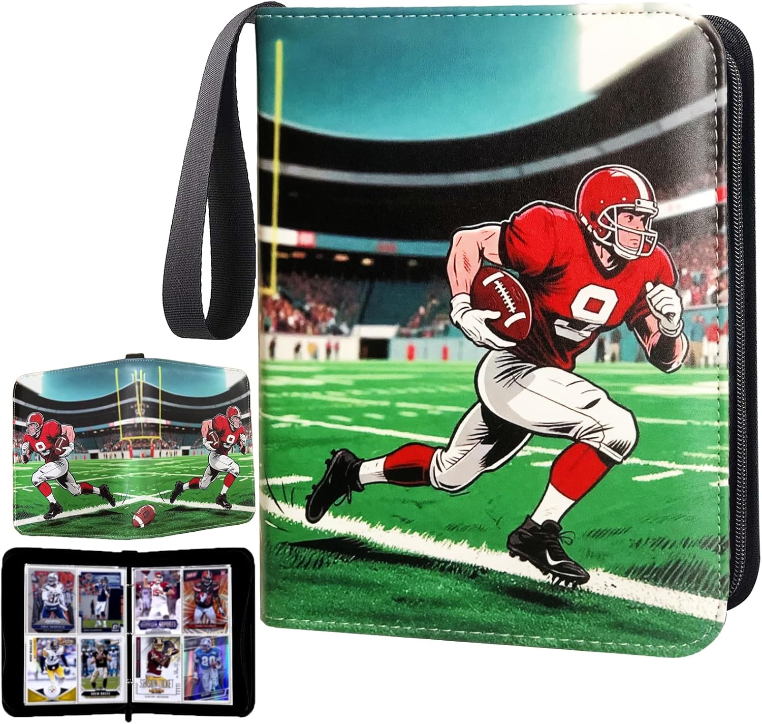 Football Card Binder 400 Pockets,Football Trading Cards Holder Card Collectors Album,Dustproof Card Storage Book with Removable Sleeves