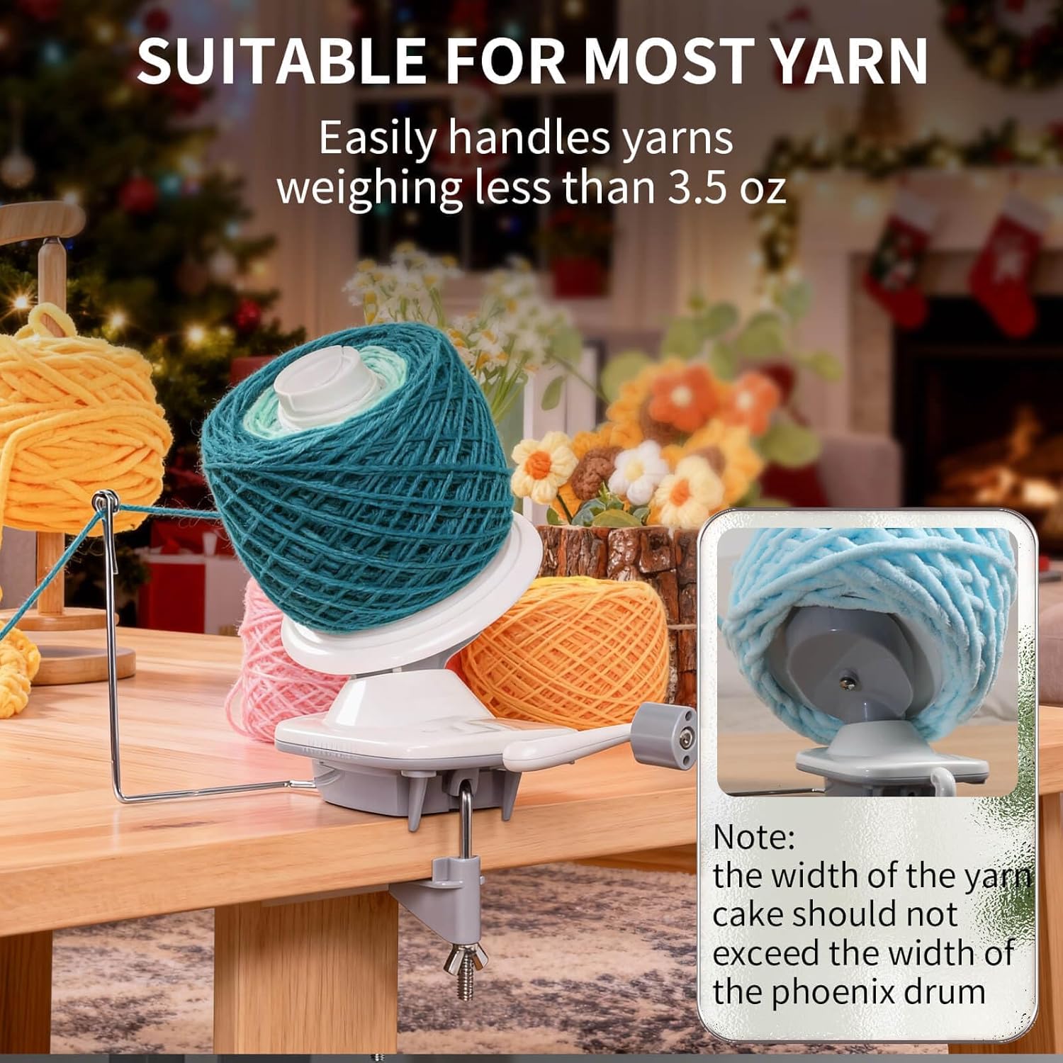 SPEENSUN Yarn Winder, Yarn Spinner, 3.5 OZ Easy-to-Install and Efficiently Yarn Ball Winder with Lower Noise, Yarn Winder Manual for Crochet and Knitting Enthusiast for Yarns Below Size 5