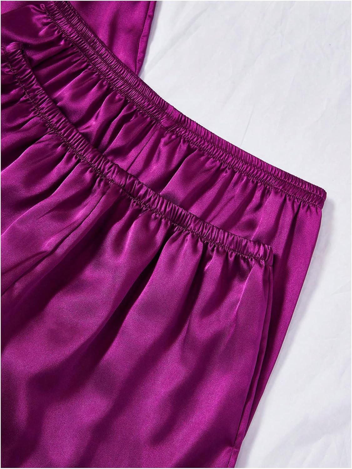 SweatyRocks Women's Silk Pajamas Set 4pcs with Robe Lace Trim Shorts Lounge Sets Pants Sleepwear - Image 5