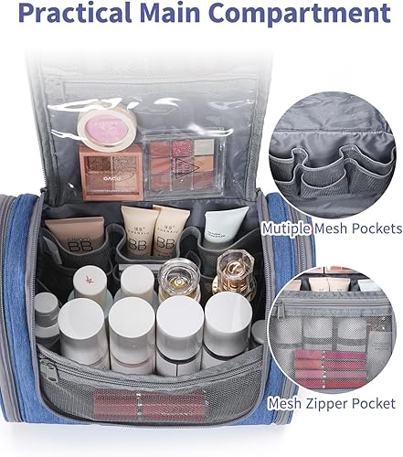 Miniatura 3 de Narwey Neceser de viaje colgante, organizador de maquillaje cosmético para mujeres y hombres, AH-Azul marino