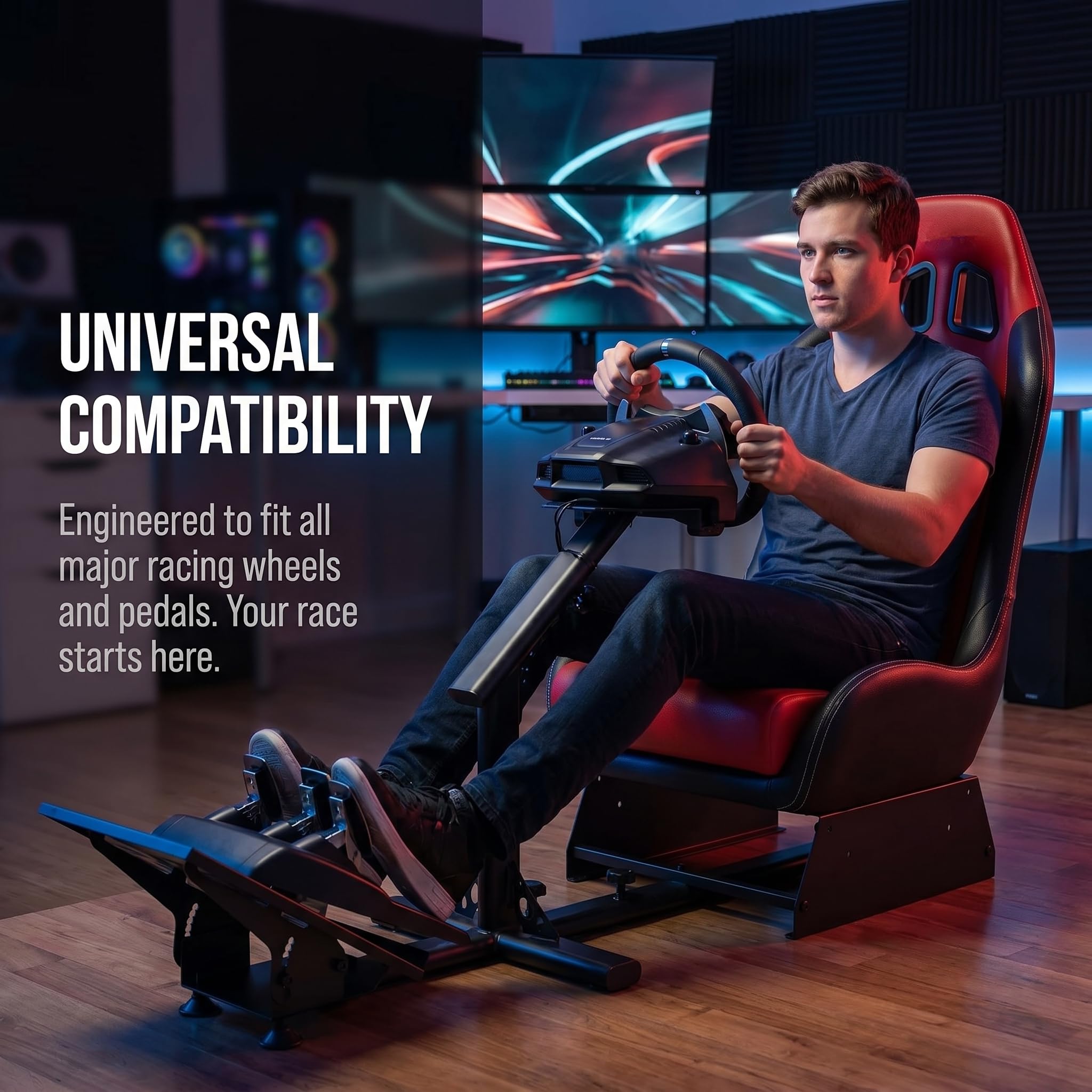 Racing Wheel Stand con Silla de Juego de Asiento Cabina de conducción para All Logitech G923 G29 G920 T150RS T300RSTX Rennrad T500RS T3PA Plataformas Xbox One, PS4, PC