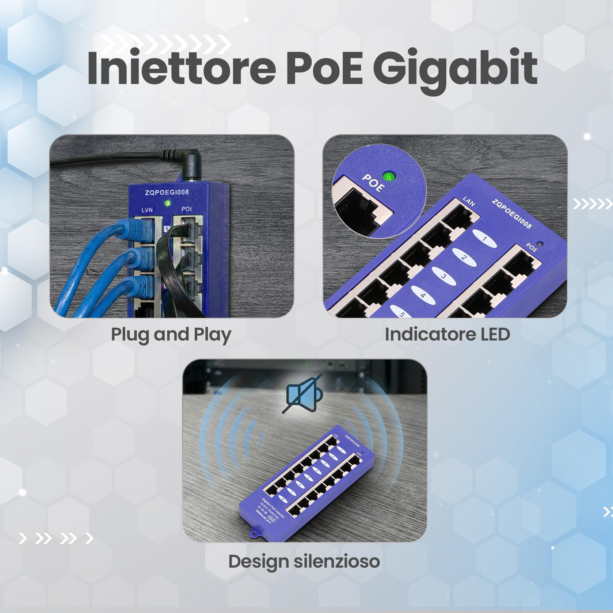 EXTRALINK Poe Injector 8 porte GIGABIT EX-6365