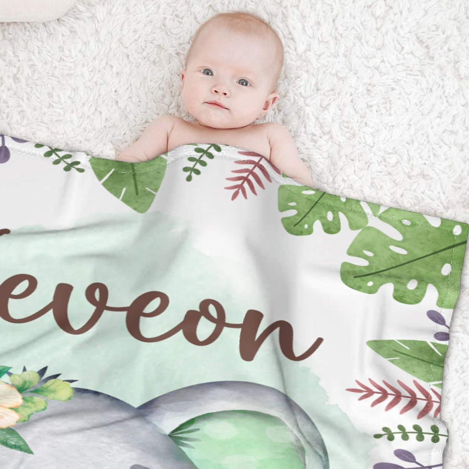 Custom Name Blanket Personalized Baby Elephant Throw Blanket Memorial Gifts for Swaddle Toddler Birthday 40"x50" for Kids