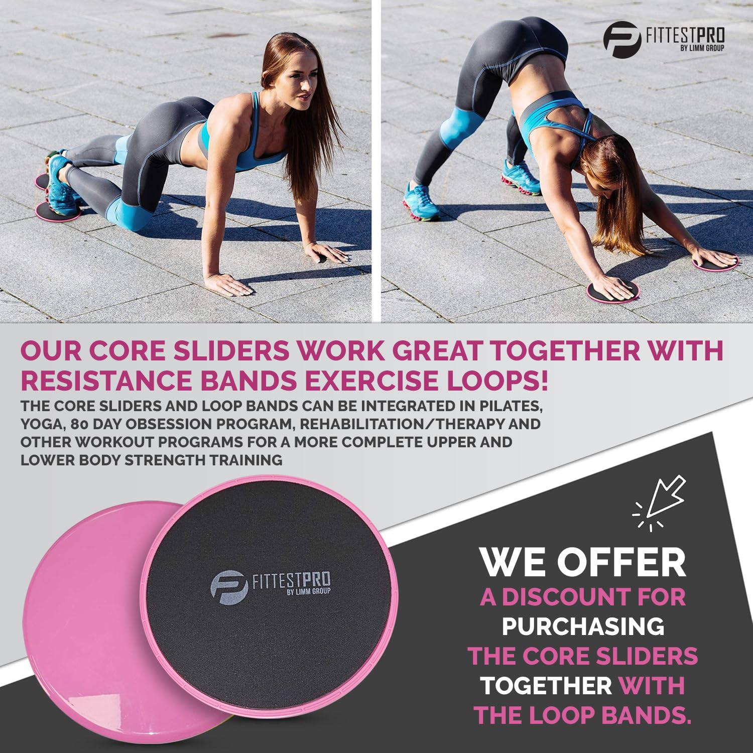 Limm Core Sliders Übungsscheiben (2er-Set) doppelseitige Fitness-Gleiter zur Stärkung des Kerns, Balance und Verbesserung der Flexibilität – Gleitscheibe für Hartholz, Teppich und mehr |