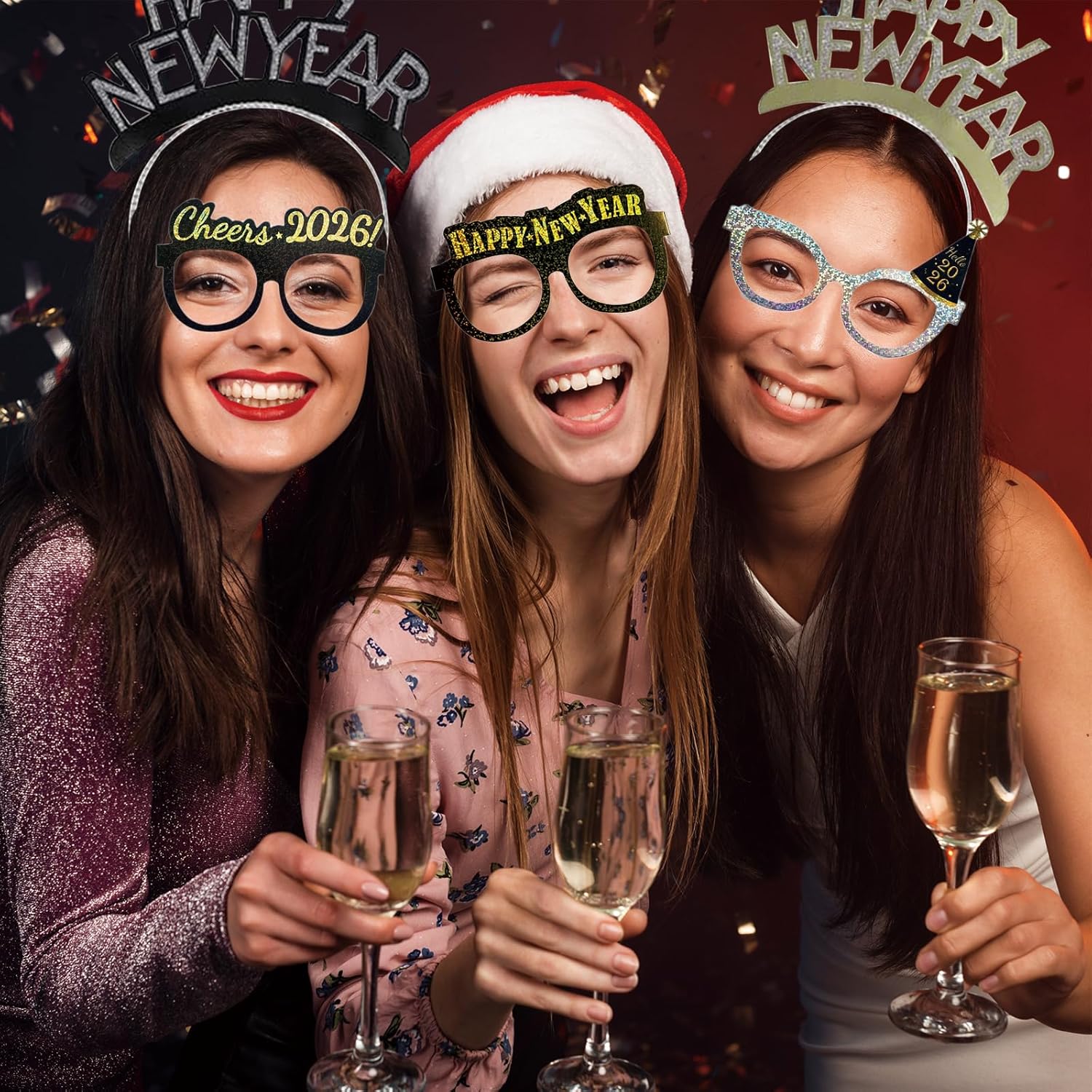 39 Pieces New Years Eve Party Supplies 2026,Happy New Year Headband Tiara, New Year Glasses 2026 - Image 2