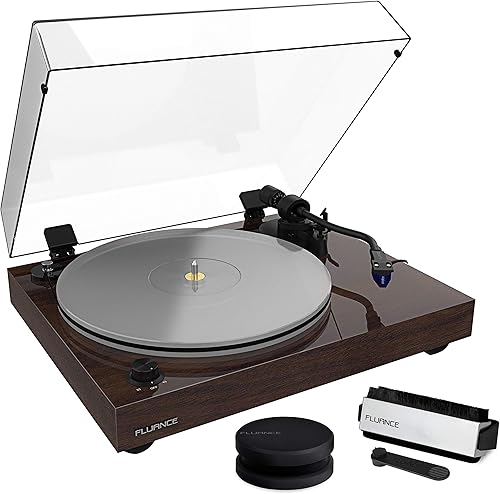 Fluance RT85 - Tocadiscos de vinilo de alta fidelidad de referencia con cartucho azul Ortofon 2M, bandeja acrílica, peso de récord, lápiz óptico 3